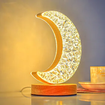 קריסטל מנורת שולחן רוח אור כוכב השינה מתנת ליל ירח קישוט החברה חדר ילדים תאורה פנימית אורות